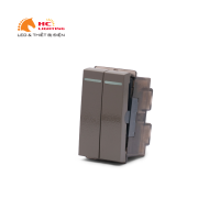 Hạt công tắc đôi 1 chiều 16A - Màu ghi