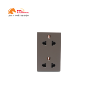 Hạt ổ cắm đôi 3 chấu - Màu ghi