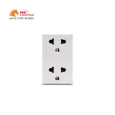 Hạt ổ cắm đôi 3 chấu - Màu trắng