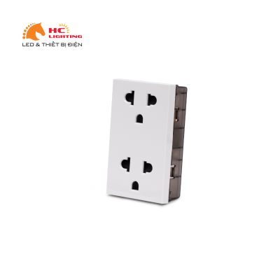 Hạt ổ cắm đôi 3 chấu - Màu trắng