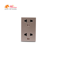 Hạt ổ cắm đôi 3 chấu - Màu vàng