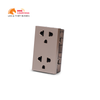 Hạt ổ cắm đôi 3 chấu - Màu vàng